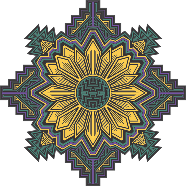 3" Geometric Sunflower Sticker